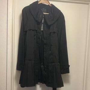 1 Madison Black Trench Coat Elegant Outerwear